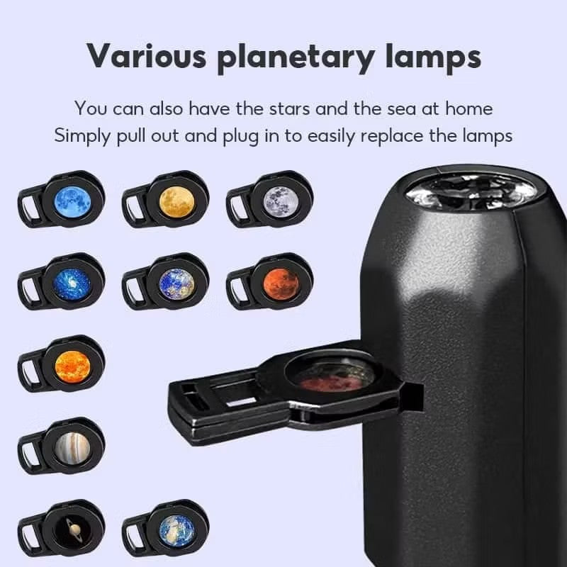 Demra Global Express rotating planet galaxy projector lamp with multiple interchangeable celestial film slides