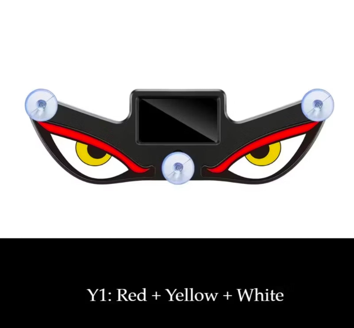Demra Global Express solar-powered car warning light with aggressive yellow and red angry eyes and suction cups